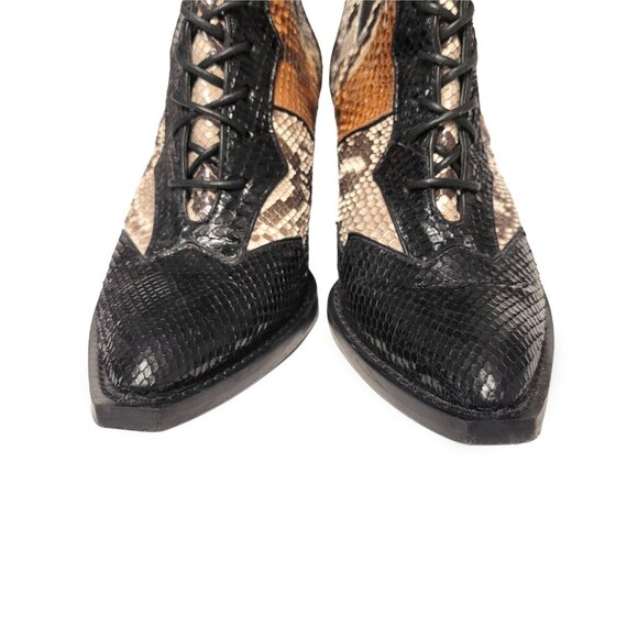 COACH Snakeskin Patchwork Lace Up Boots - Picture 4 of 11